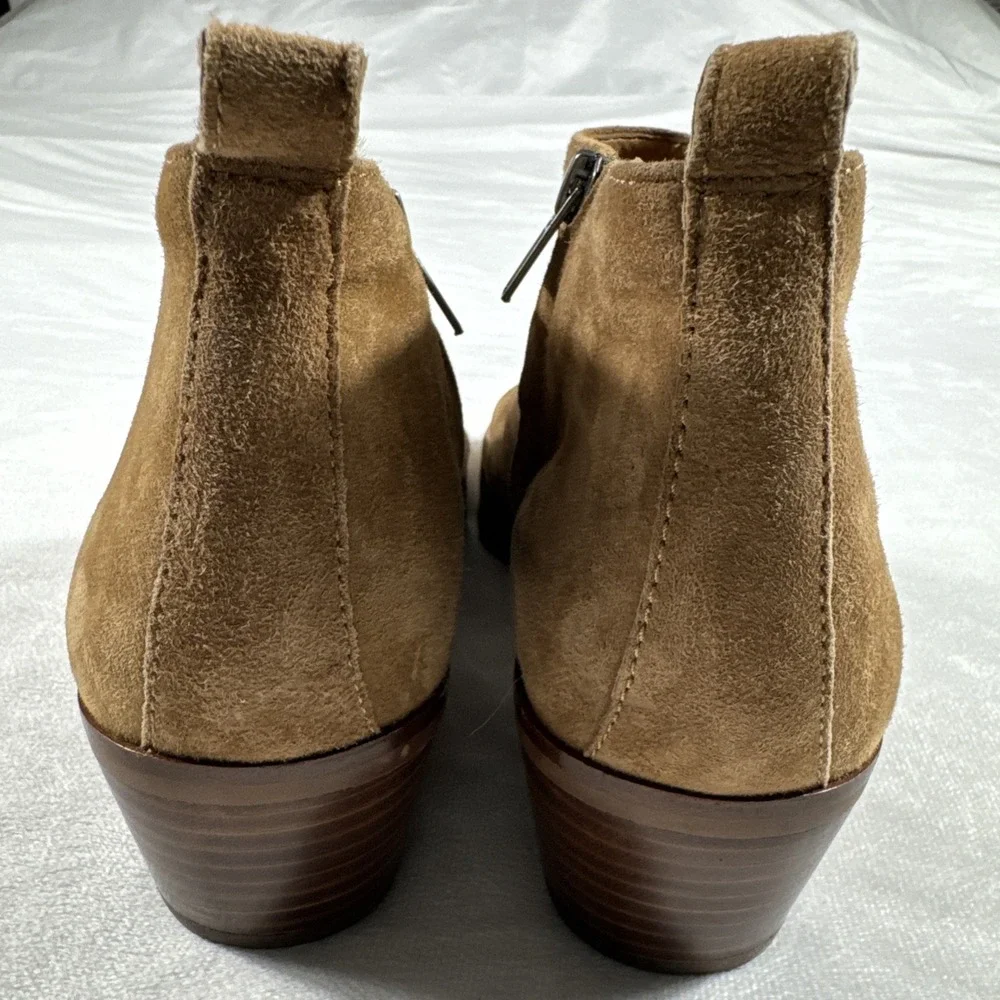 J Crew Size 8.5 Boots Booties Sawyer Suede Leather Brown Ankle‎ Block Heel C9868